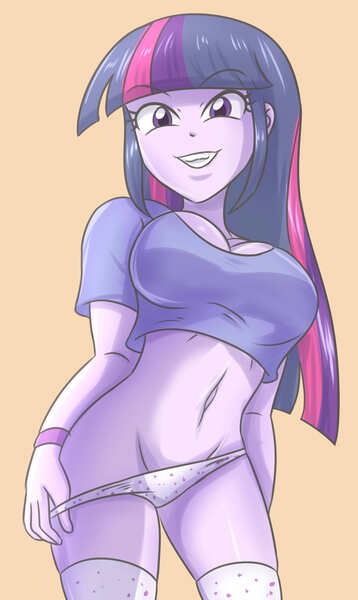 Size: 1975x3307 | Tagged: suggestive, artist:sumin6301, derpibooru import, twilight sparkle, human, equestria girls, belly button, breasts, busty twilight sparkle, clothes, g4, hair, image, jpeg, long hair, looking at you, panties, shirt, simple background, smiling, smiling at you, socks, teeth, underwear, undressing