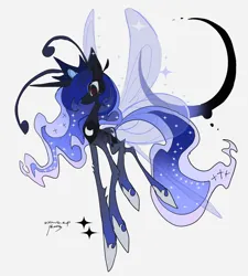 Size: 1846x2048 | Tagged: safe, artist:kamikiririp, derpibooru import, princess luna, butterfly, butterfly pony, hybrid, insect, pony, concave belly, female, image, jpeg, long legs, mare, slender, solo, species swap, thin