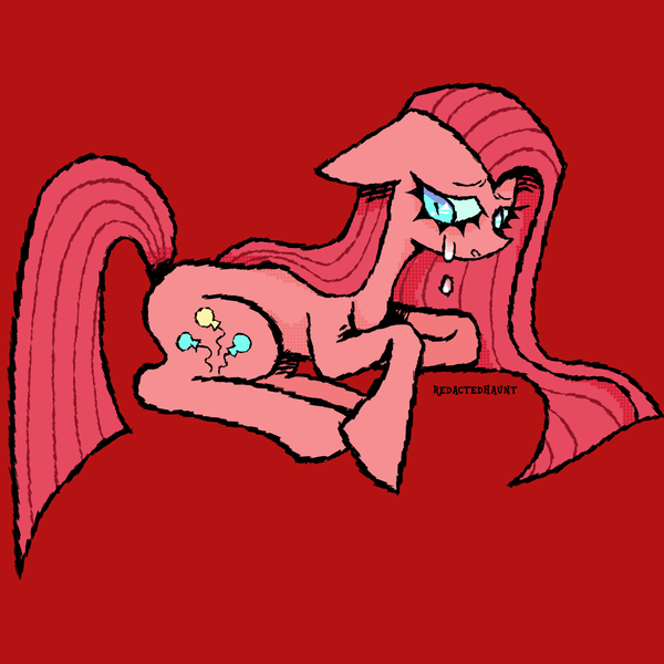 Size: 2000x2000 | Tagged: safe, artist:redactedhaunt, derpibooru import, pinkie pie, earth pony, pony, party of one, crying, g4, image, pinkamena diane pie, png, red background, simple background, solo