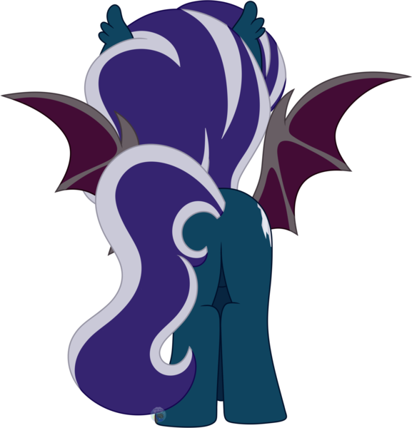 Size: 2089x2173 | Tagged: safe, artist:pure-blue-heart, derpibooru import, oc, oc:heartfang, unofficial characters only, bat pony, bat pony oc, bat wings, butt, commission, female, image, male to female, patreon, patreon reward, plot, png, rear view, rule 63, simple background, spread wings, transgender, transparent background, watermark, wings