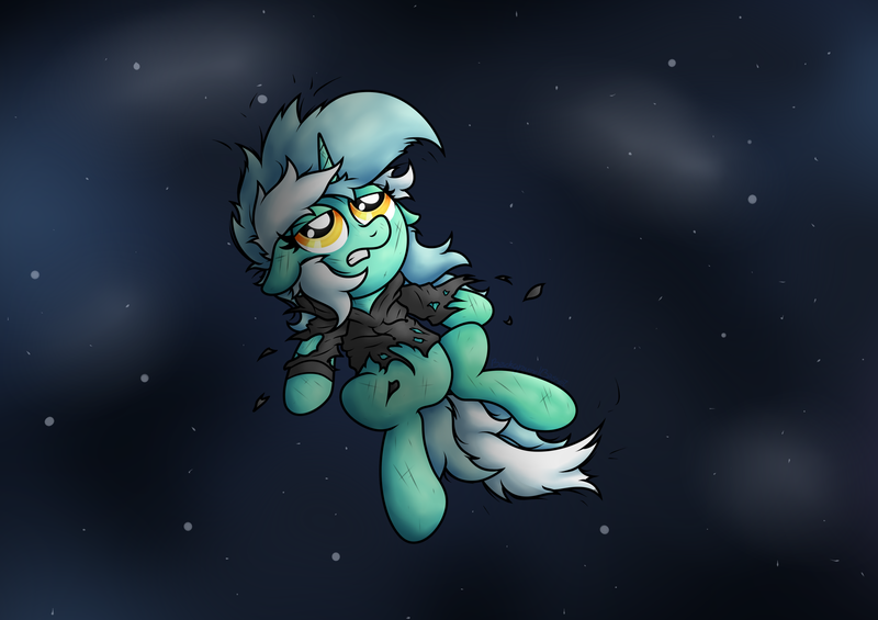 Size: 3991x2820 | Tagged: safe, artist:background basset, derpibooru import, lyra heartstrings, pony, unicorn, clothes, dig the swell hoodie, edgy, floating, g4, hoodie, horn, image, png, solo, space