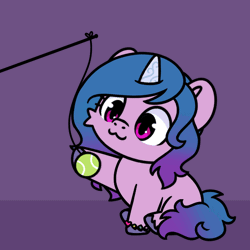 Size: 600x600 | Tagged: safe, artist:sugar morning, derpibooru import, izzy moonbow, pony, unicorn, g5, :3, animated, behaving like a cat, chibi, commission, commissioner:raritybro, cute, female, gif, horn, image, izzybetes, solo, sugar morning is trying to murder us, ych result