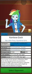 Size: 290x660 | Tagged: safe, artist:horsecat, artist:tavi959, derpibooru import, rainbow dash, human, equestria girls, alcohol, bar, beer, beer mug, blue skin, breasts, busty rainbow dash, character select, clothes, cocky, explicit source, faic, female, g4, game, game screencap, image, jewelry, looking at you, necklace, open clothes, open shirt, png, pointing at self, shirt, smug, smugdash, solo, spnati, text, white shirt