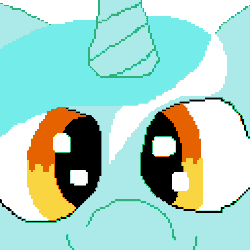 Size: 768x768 | Tagged: safe, artist:castafae, derpibooru import, lyra heartstrings, pony, unicorn, animated, close-up, female, g4, gif, horn, image, looking at you, mare, pixel art, simple background, solo, transparent background