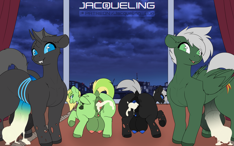 Size: 4000x2500 | Tagged: explicit, artist:burninggryphon, derpibooru import, oc, oc:archex, oc:hollow armor, oc:skywing the mutant, oc:summer breeze, unofficial characters only, alicorn, changeling, pegasus, aftersex, anal creampie, anus, big breasts, big penis, breasts, changeling oc, creampie, cum, female, foursome, gaping, gaping anus, group sex, huge breasts, huge penis, hyper, hyper breasts, hyper penis, image, impossibly large breasts, impossibly large penis, male, nudity, penis, png, sex