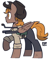 Size: 1500x1800 | Tagged: safe, artist:wandrevieira1994, derpibooru import, oc, oc:calamity, unofficial characters only, pegasus, pony, fallout equestria, battle saddle, clothes, g4, hat, image, png, simple background, transparent background
