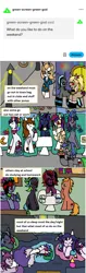 Size: 1111x3522 | Tagged: safe, artist:ask-luciavampire, derpibooru import, oc, earth pony, pegasus, undead, unicorn, vampire, vampony, ask, food, horn, image, png, sleeping, town, tumblr