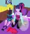 Size: 1280x1483 | Tagged: suggestive, artist:smoker, derpibooru import, discord, sci-twi, twilight sparkle, human, equestria girls, g4, amulet, bed, bedroom, bowtie, bunny ears, bunny suit, clothes, cutie mark hair accessory, dark magic, engrish, eyebrows visible through hair, fetish outfit, glowing eyes, hypnosis, hypnotized, image, indoors, jewelry, jpeg, magic, magic capture device, mind control, nightstand, o, on bed, open jacket, pajamas, pants, pillow, ponytail, sitting on knees, socks, speech bubble, tanktop