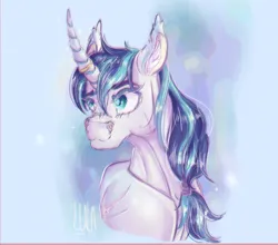 Size: 2064x1815 | Tagged: safe, artist:pegasus004, derpibooru import, shining armor, pony, unicorn, curved horn, g4, horn, horn ring, image, jewelry, jpeg, ponytail, ring, solo