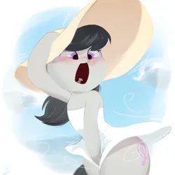 Size: 1280x1280 | Tagged: safe, artist:dulldi, derpibooru import, octavia melody, earth pony, pony, semi-anthro, blushing, clothes, female, hat, image, mare, marilyn monroe, open mouth, png, solo, the seven year itch, wind, windswept mane