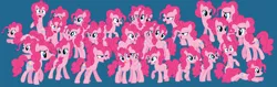 Size: 9608x3048 | Tagged: safe, artist:pinkienaturepie, derpibooru import, pinkie pie, earth pony, pony, too many pinkie pies, female, g4, image, multeity, png, solo, too much pink energy is dangerous