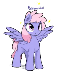 Size: 730x934 | Tagged: safe, artist:ricy, ponerpics import, rainbowshine, pegasus, pony, female, image, mare, png, shooting star, solo, spread wings, stars, wings