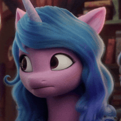 Size: 480x480 | Tagged: safe, derpibooru import, screencap, izzy moonbow, pony, unicorn, g5, my little pony: a new generation, animated, cropped, crystal tea room, female, gif, horn, image, mare, solo focus