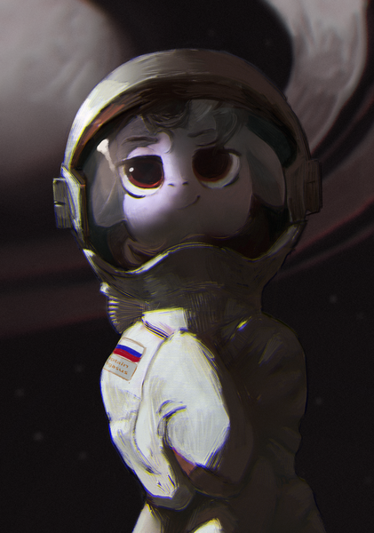 Size: 3000x4279 | Tagged: source needed, safe, artist:rvsd, derpibooru import, oc, oc:violett spectrum, unofficial characters only, pony, astronaut, cosmonaut, flag, high res, image, male, png, russian flag, saturn, smiling, solo, space, space helmet, spacesuit, stallion, stars
