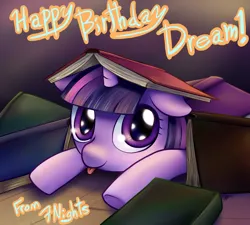 Size: 1200x1080 | Tagged: safe, artist:7nights, derpibooru import, twilight sparkle, pony, unicorn, cute, female, filly, foal, g4, happy birthday, horn, image, png, solo, tongue out, wide eyes