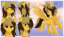 Size: 4000x2300 | Tagged: safe, alternate version, artist:xvostik, derpibooru import, ponified, pegasus, pony, alex gaskarth, all time low, chest fluff, commission, dyed mane, dyed tail, ear fluff, eye clipping through hair, eyebrows, eyebrows visible through hair, eyes closed, facial expressions, frown, happy, hoof fluff, image, looking at you, male, png, raised eyebrow, raised hoof, raised leg, skeptical, smiling, solo, spread wings, stallion, standing, tail, wings, ych result