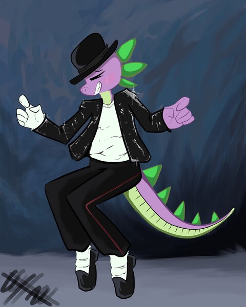 Size: 2160x2700 | Tagged: safe, artist:hollaholla69, derpibooru import, spike, adult, adult spike, clothes, image, jpeg, michael jackson, older, older spike, solo, spikeal jackson