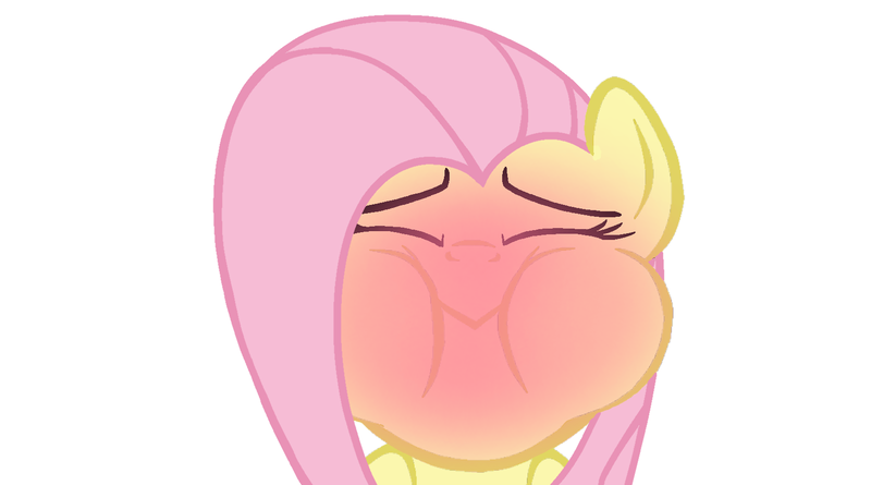 Size: 1620x902 | Tagged: safe, derpibooru import, edit, edited screencap, part of a set, screencap, fluttershy, pony, sweet and elite, blushing, closed mouth, eyes closed, female, g4, holding breath, image, mare, png, puffy cheeks, red face, simple background, solo, white background