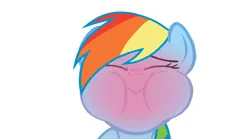 Size: 1620x902 | Tagged: safe, derpibooru import, edit, edited screencap, part of a set, screencap, rainbow dash, pony, sweet and elite, blushing, closed mouth, eyes closed, female, g4, holding breath, image, mare, png, puffy cheeks, red face, simple background, solo, white background