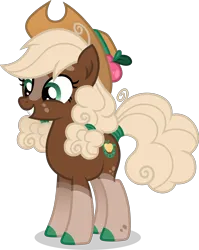 Size: 2000x2511 | Tagged: safe, artist:cirillaq, derpibooru import, oc, oc:golcen delicious, earth pony, pony, female, hat, image, mare, png, simple background, solo, transparent background