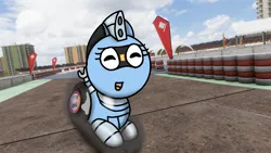 Size: 1920x1080 | Tagged: safe, artist:foxfer64_yt, derpibooru import, oc, oc:silverstream (robot pony), unofficial characters only, pony, robot, robot pony, catalunya, image, jpeg, race track, solo