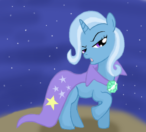 Size: 483x438 | Tagged: safe, artist:beutelwolf, derpibooru import, pony, unicorn, 2011, cape, clothes, female, g4, horn, image, lidded eyes, mare, open mouth, png, raised hoof, solo, stars, trixie's cape