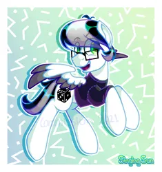 Size: 985x1049 | Tagged: safe, artist:singingsun, derpibooru import, oc, pegasus, pony, abstract background, clothes, full body, glasses, image, male, png, shirt, solo, t-shirt