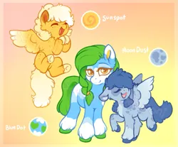 Size: 869x718 | Tagged: safe, artist:sekuponi, ponerpics import, oc, unofficial characters only, pony, female, image, mare, png, reference sheet, trio