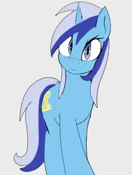 Size: 1588x2100 | Tagged: safe, artist:lcaptainrice, derpibooru import, minuette, pony, unicorn, female, g4, head tilt, horn, image, looking at you, mare, png, simple background, smiling