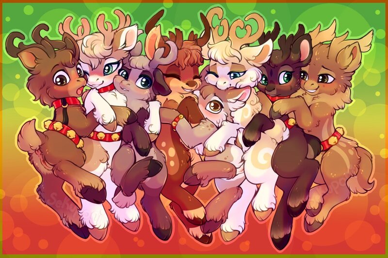 Size: 1200x800 | Tagged: safe, artist:sekuponi, ponerpics import, oc, unofficial characters only, deer, pony, group photo, image, jpeg