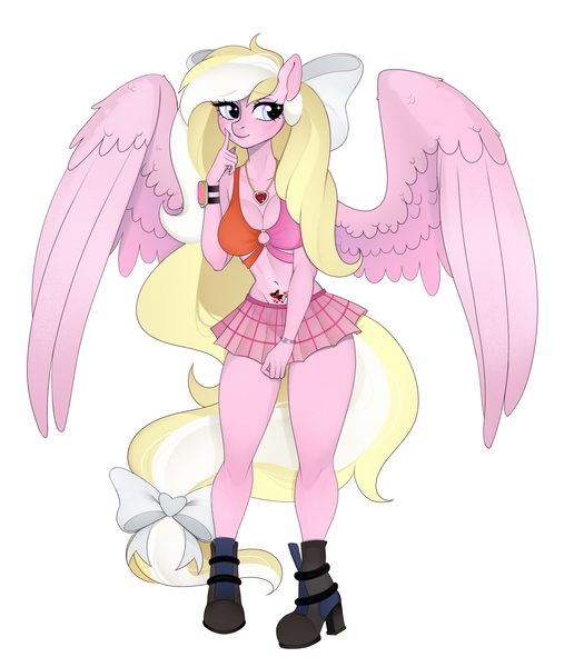 Size: 2800x3200 | Tagged: suggestive, artist:nosferatucami_, derpibooru import, oc, oc:bay breeze, unofficial characters only, anthro, pegasus, adorasexy, agent alabastor amril, beautiful, beautisexy, boots, bow, bracelet, breasts, clothes, curvy, cute, hair bow, hourglass figure, image, jewelry, midriff, miniskirt, nudity, partial nudity, pendant, png, sexy, shoes, simple background, skirt, solo, spread wings, tattoo, white background, wings, womb tattoo