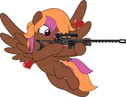 Size: 6515x5000 | Tagged: safe, artist:jhayarr23, derpibooru import, oc, oc:lovesong, pegasus, fallout equestria, commission, commissioner:solar aura, gun, image, pegasus oc, png, rifle, simple background, sniper, sniper rifle, transparent background, weapon, wings, your character here