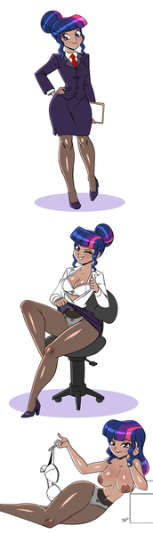 Size: 1886x6598 | Tagged: questionable, artist:aeolus06, derpibooru import, twilight sparkle, human, bow, bra, breasts, businessmare, chair, clipboard, clothes, commission, female, frilly underwear, g4, hair bun, high heels, high res, humanized, image, lingerie, looking at you, necktie, nipples, nudity, office, office chair, office lady, open clothes, open shirt, panties, pantyhose, partial nudity, png, ribbon, sequence, shoes, simple background, skirt, skirt lift, skirt suit, solo, solo female, stripping, suit, topless, underwear, upskirt, white panties, white underwear
