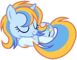 Size: 303x235 | Tagged: safe, artist:cosmichorrawr, derpibooru import, oc, oc:leger demain, pony, unicorn, aliasing, base used, blue coat, horn, image, png, simple background, sleeping, smiling, solo, transparent background, unicorn oc