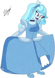 Size: 1280x1784 | Tagged: safe, artist:denisseguadiana, derpibooru import, oc, oc:jemimasparkle, unofficial characters only, human, equestria girls, breasts, choker, cinderella, clothes, curtsey, cute, dress, evening gloves, female, g4, glass slipper (footwear), gloves, gown, hairband, image, jpeg, long gloves, open mouth, open smile, poofy shoulders, smiling, solo, solo female