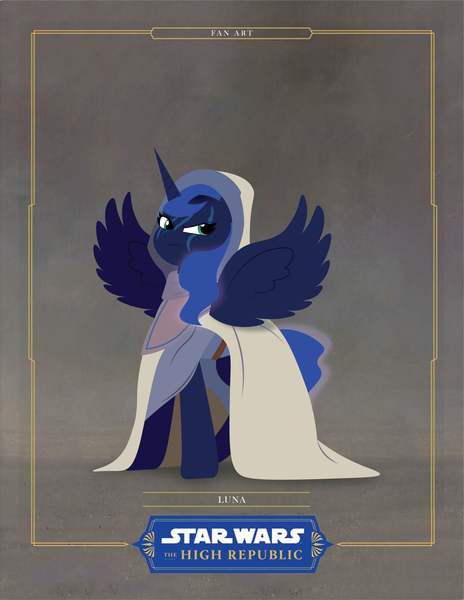 Size: 2550x3300 | Tagged: safe, artist:prixy05, derpibooru import, princess luna, alicorn, pony, cultist, female, hood, image, lineless, mare, path of the open hand, png, solo, solo female, star wars, star wars: the high republic
