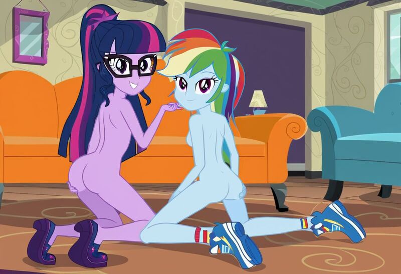 Size: 1216x832 | Tagged: questionable, ai content, machine learning generated, stable diffusion, rainbow dash, sci-twi, twilight sparkle, human, equestria girls, beckoning, busty rainbow dash, busty sci-twi, busty twilight sparkle, butt touch, couch, flirty, horny, image, in love, inviting, jpeg, kneeling, lesbian couple, living room, looking back at you, nudity, seductive pose, sexy, sideboob, smiling, sneakers