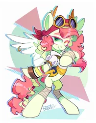 Size: 1416x1807 | Tagged: safe, derpibooru import, oc, unofficial characters only, pegasus, pony, abstract background, female, full body, heterochromia, image, looking at you, pegasus oc, pirate, png, solo, standing on two hooves, wings