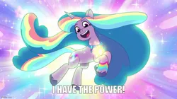 Size: 888x499 | Tagged: safe, derpibooru import, edit, edited screencap, screencap, izzy moonbow, pony, unicorn, g5, my little pony: tell your tale, spoiler:g5, spoiler:my little pony: tell your tale, spoiler:tyts02e00, caption, female, he-man, he-man and the masters of the universe, horn, image, image macro, imgflip, izzy rainbow, jpeg, mare, reference to another series, text, the blockywockys