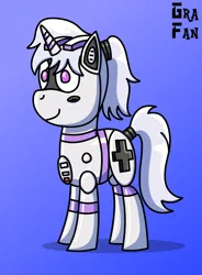 Size: 1106x1505 | Tagged: safe, artist:gradiusfanatic, derpibooru import, oc, oc:sixteen-bits, unofficial characters only, pony, robot, robot pony, unicorn, female, horn, image, png
