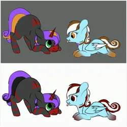 Size: 2896x2896 | Tagged: safe, derpibooru import, oc, oc:midnight kiss, pony, daughter, female, filly, foal, half changeling, image, jpeg, playing
