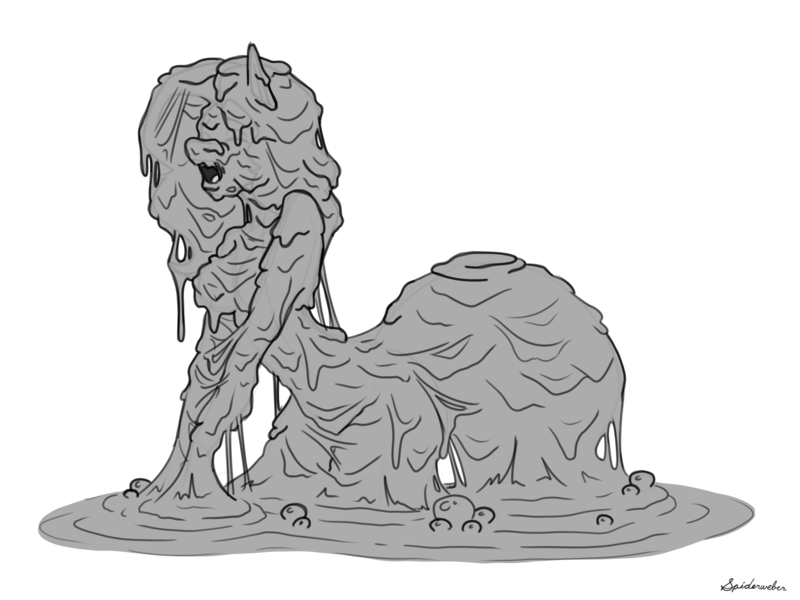 Size: 4800x3600 | Tagged: questionable, artist:spiderweber, derpibooru import, oc, oc:sylvia, unofficial characters only, anthro, earth pony, absurd resolution, black and white, breasts, bubble, covered in mud, eyes closed, female, grayscale, hidden eyes, image, monochrome, mud, muddy, open mouth, png, quicksand, reward, signature, simple background, sketch, solo, solo female, sticky, wet and messy, white background