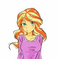 Size: 2048x2048 | Tagged: safe, artist:sugarcube269, derpibooru import, sunset shimmer, equestria girls, female, g4, image, jpeg, looking at you, simple background, solo, white background