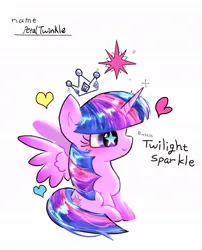 Size: 828x1024 | Tagged: safe, artist:petaltwinkle, artist:tiga52080175, derpibooru import, twilight sparkle, twilight sparkle (alicorn), alicorn, pony, big eyes, blushing, chibi, colored wings, coloring page, crown, ear blush, eyelashes, female, floating crown, floating heart, g4, gradient legs, gradient wings, heart, horn, image, jewelry, jpeg, mare, multicolored mane, multicolored tail, profile, purple coat, purple eyes, regalia, shiny mane, shiny tail, simple background, sitting, smiling, solo, sparkles, spread wings, starry eyes, tail, text, tiara, unicorn horn, white background, wingding eyes, wings