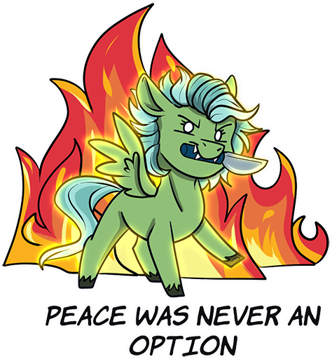 Size: 474x512 | Tagged: safe, artist:rutkotka, derpibooru import, oc, oc:light touch, pegasus, commission, fire, image, knife, peace was never an option, png, simple background, solo, transparent background, ych result