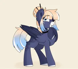 Size: 2048x1829 | Tagged: safe, derpibooru import, oc, oc:kimono silk, unofficial characters only, pegasus, pony, chest fluff, choker, colored wings, eyebrows, eyebrows visible through hair, female, grin, image, jpeg, mare, one eye closed, smiling, two toned wings, wings, wink