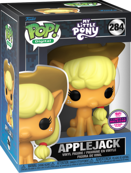 Size: 604x797 | Tagged: safe, derpibooru import, applejack, earth pony, funko, funko pop!, image, merchandise, nft, png, solo, toy