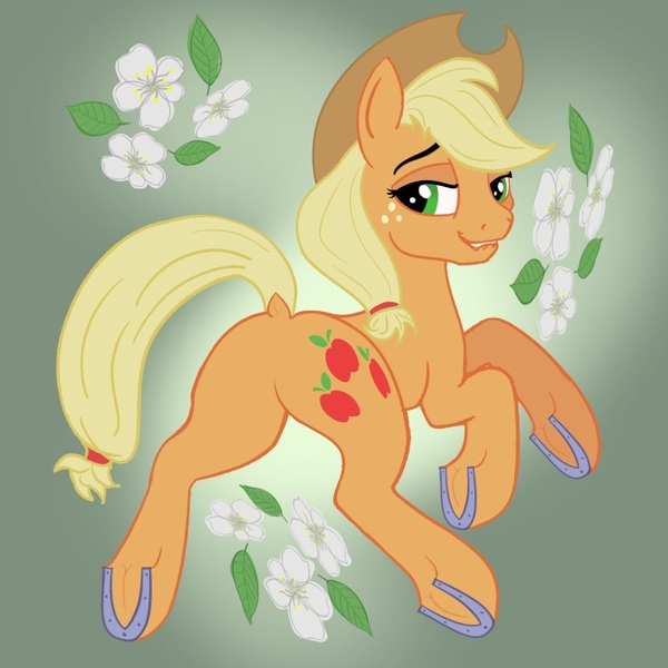 Size: 800x800 | Tagged: safe, artist:kujivunia, derpibooru import, applejack, earth pony, pony, abstract background, butt, butt focus, colored, female, flat colors, freckles, frog (hoof), g4, hat, hooves, horseshoes, image, jpeg, lineart, lip bite, mare, plot, sketch, solo, underhoof