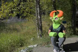 Size: 1280x856 | Tagged: safe, artist:azuritecoin, artist:limeythecheetah, derpibooru import, thorax, changedling, changeling, clothes, cosplay, costume, fursuit, g4, image, irl, jpeg, king thorax, outdoors, photo, sitting