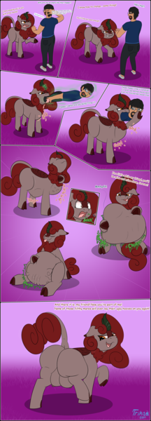 Size: 3000x8324 | Tagged: questionable, artist:triksa, derpibooru import, oc, oc:cedric moon, oc:pepper, unofficial characters only, human, kirin, belly, big belly, bone, bulges, burp, burping up items, butt, comic, crotchboobs, death, dialogue, digestion, glasses, image, kirin oc, looking at you, looking back, looking back at you, magic, nudity, png, showing off, simple background, stomach noise, swallowing, telekinesis, vore, weight gain